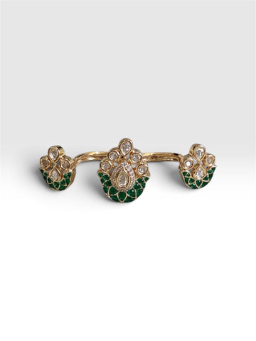 Green Mina Double Finger Ring