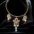 Ranchi Multicolor Polki Stone Necklace Set - MIARAA