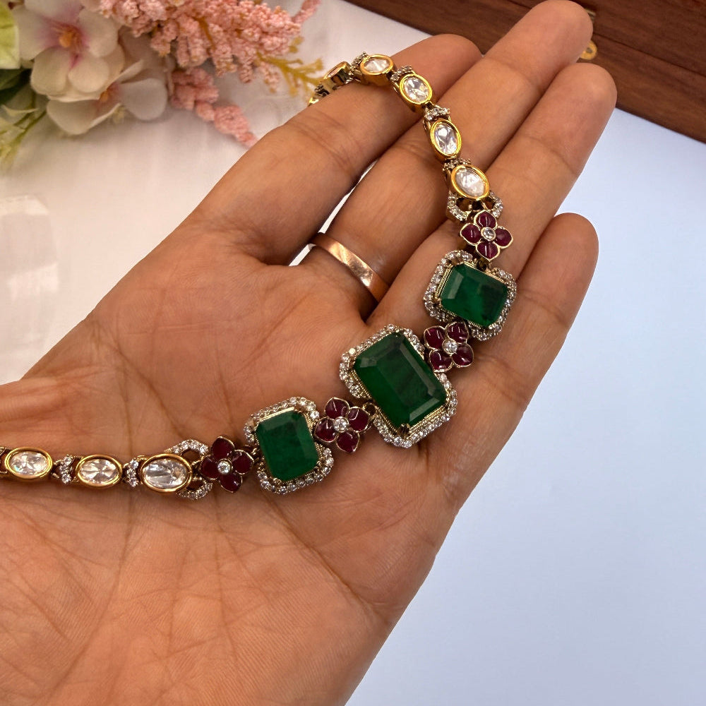 Tara Green Polki Necklace Set