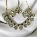 Pankhudi Ruby Polki Necklace Set - MIARAA