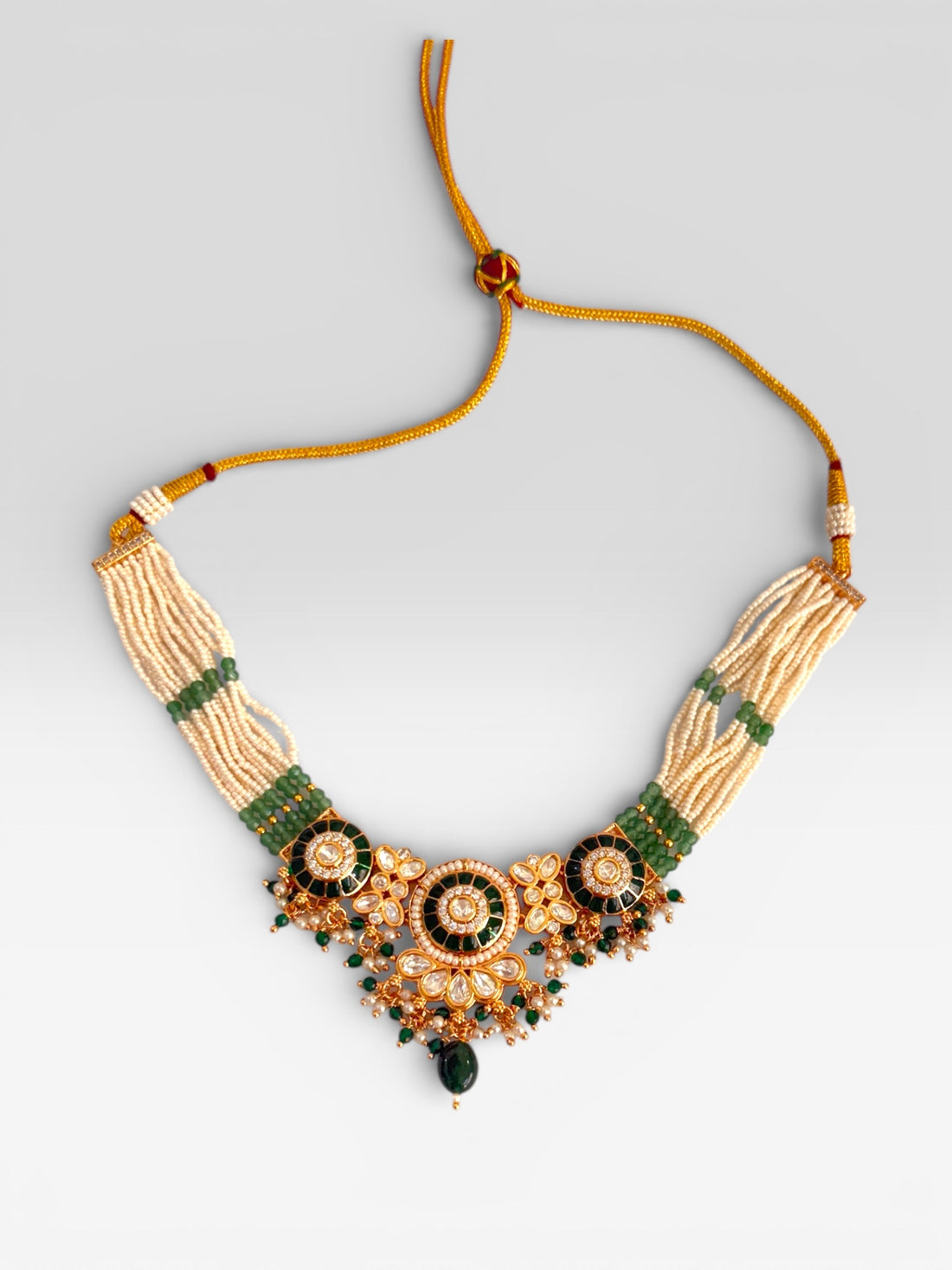 miaraa Anantya Green Polki Kundan Necklace Set