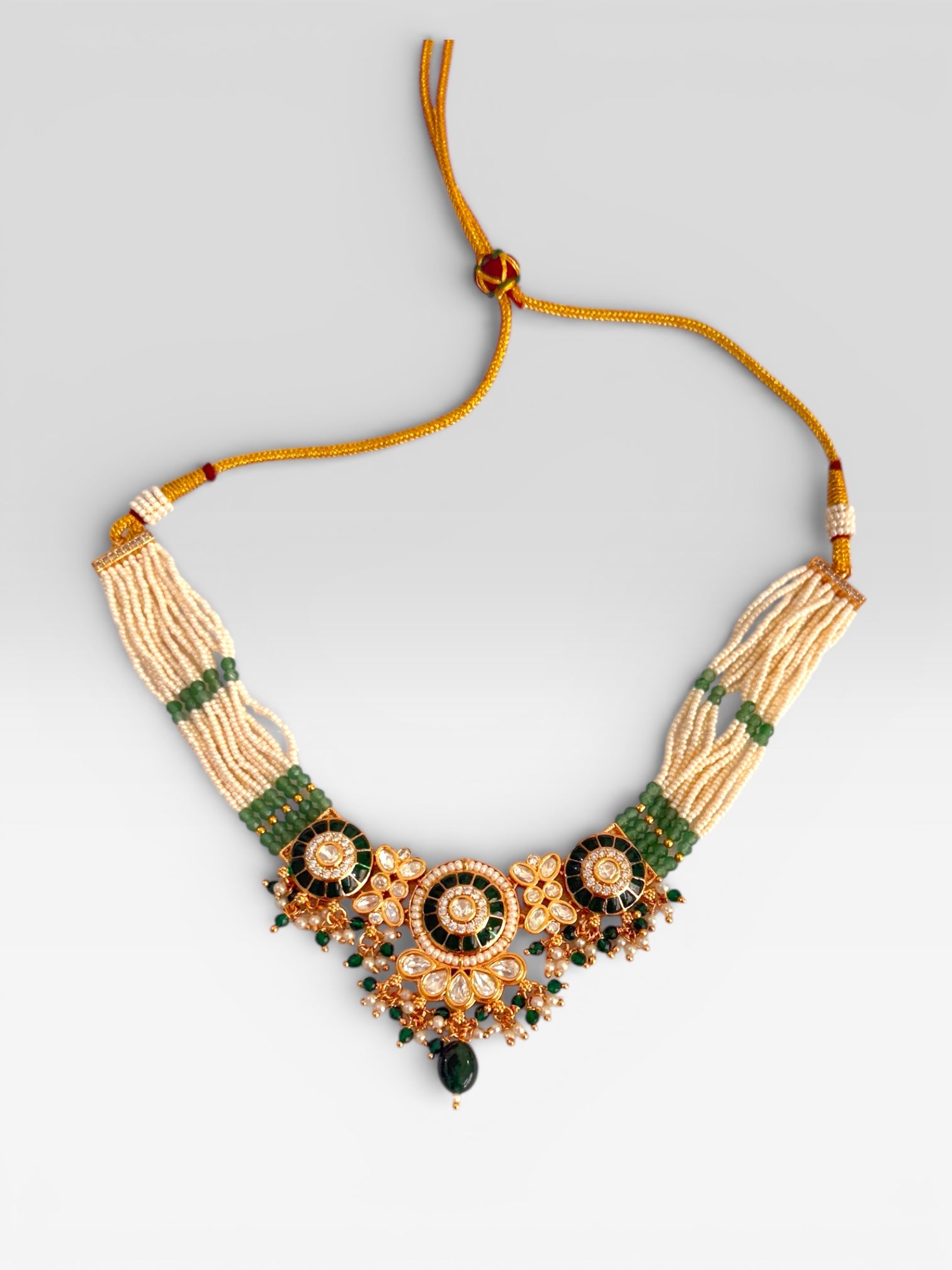 miaraa Anantya Green Polki Kundan Necklace Set