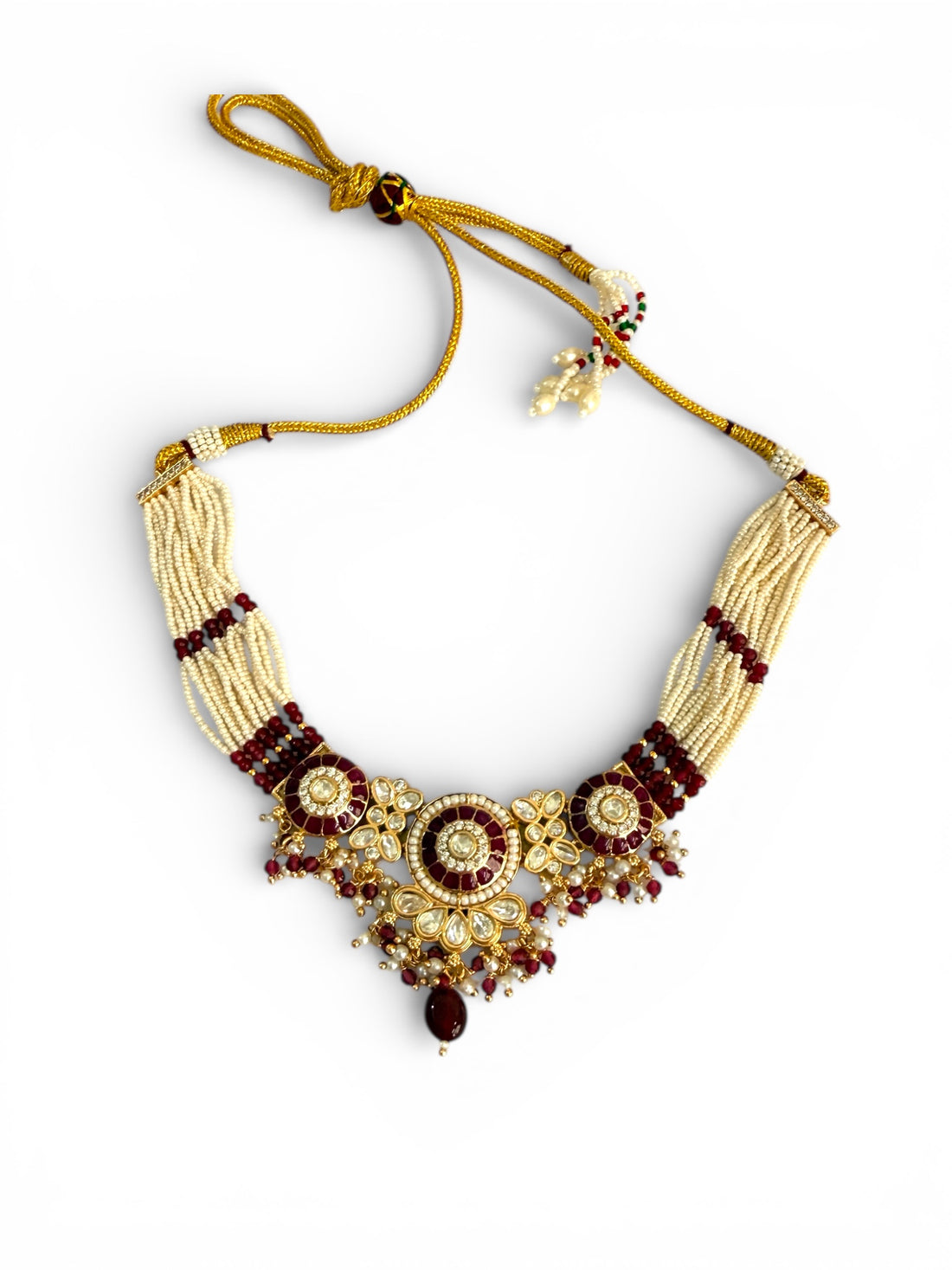 miaraa Anantya Ruby pink Polki Kundan Necklace Set1