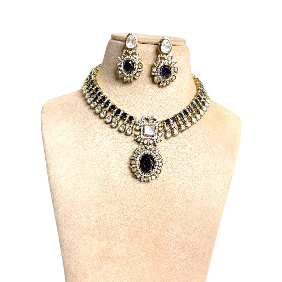 miaraa Annu Purple Polki Kundan Necklace Set