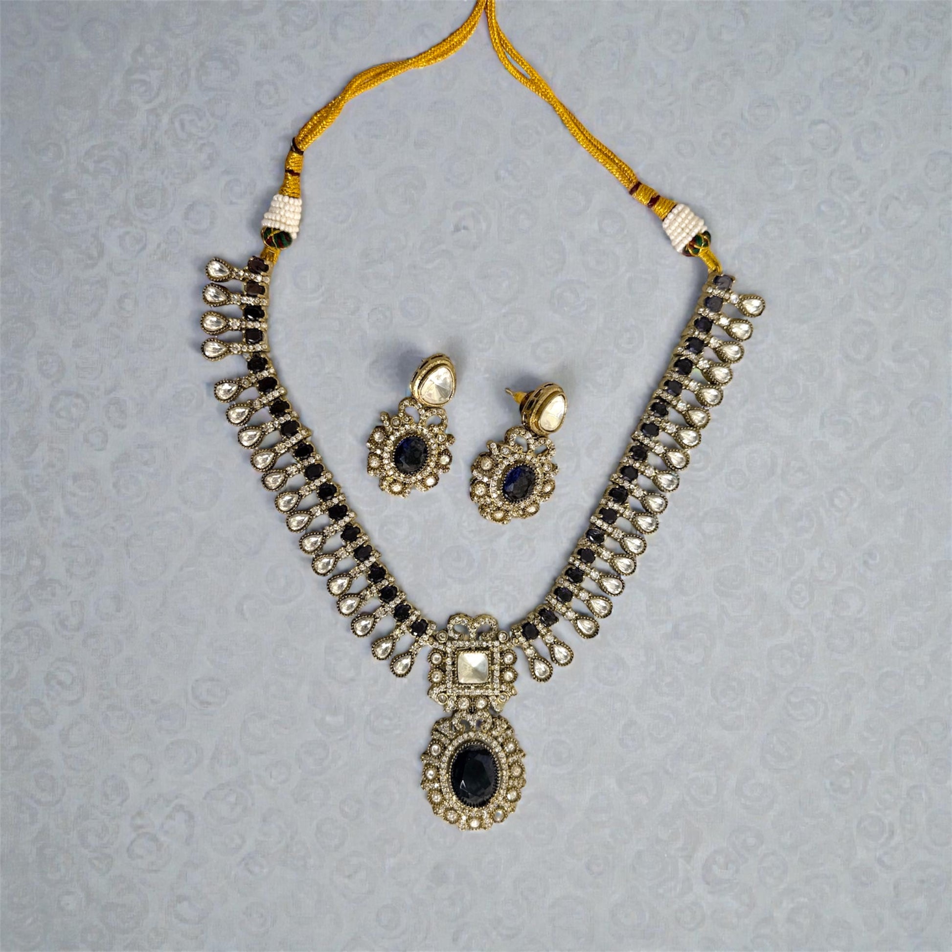 miaraa Annu Purple Polki Kundan Necklace Set