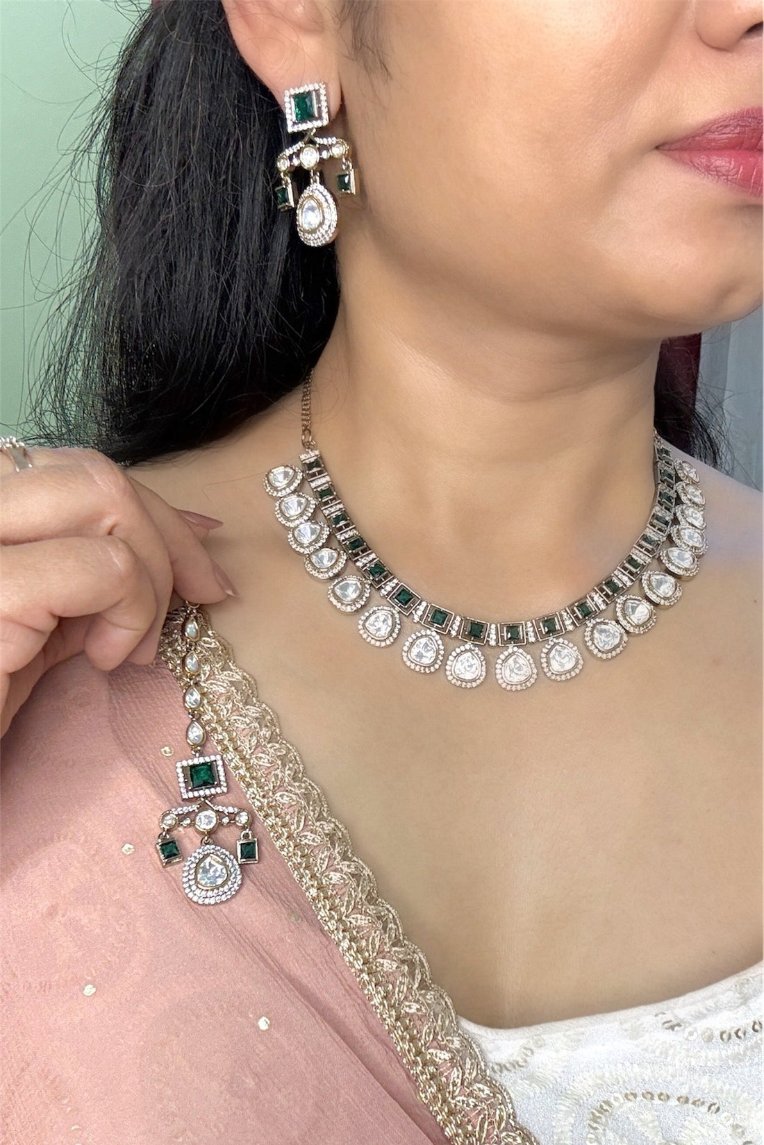 miaraa Bindiya Polki Necklace Set1