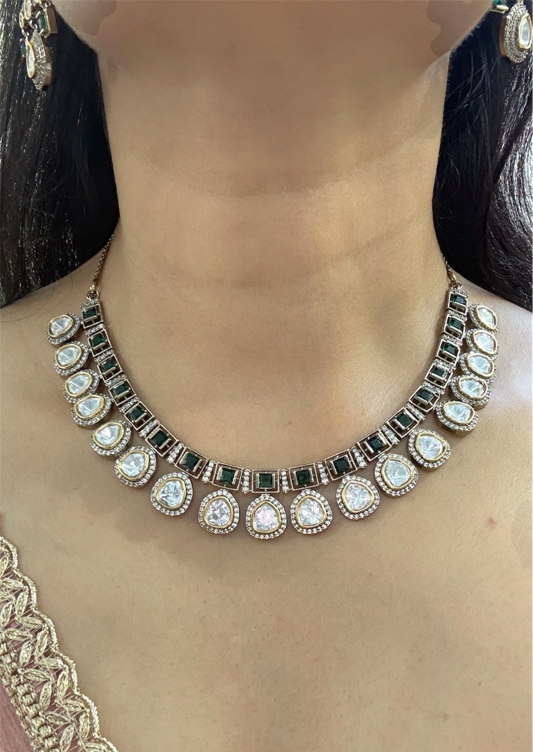 miaraa Bindiya Polki Necklace Set1
