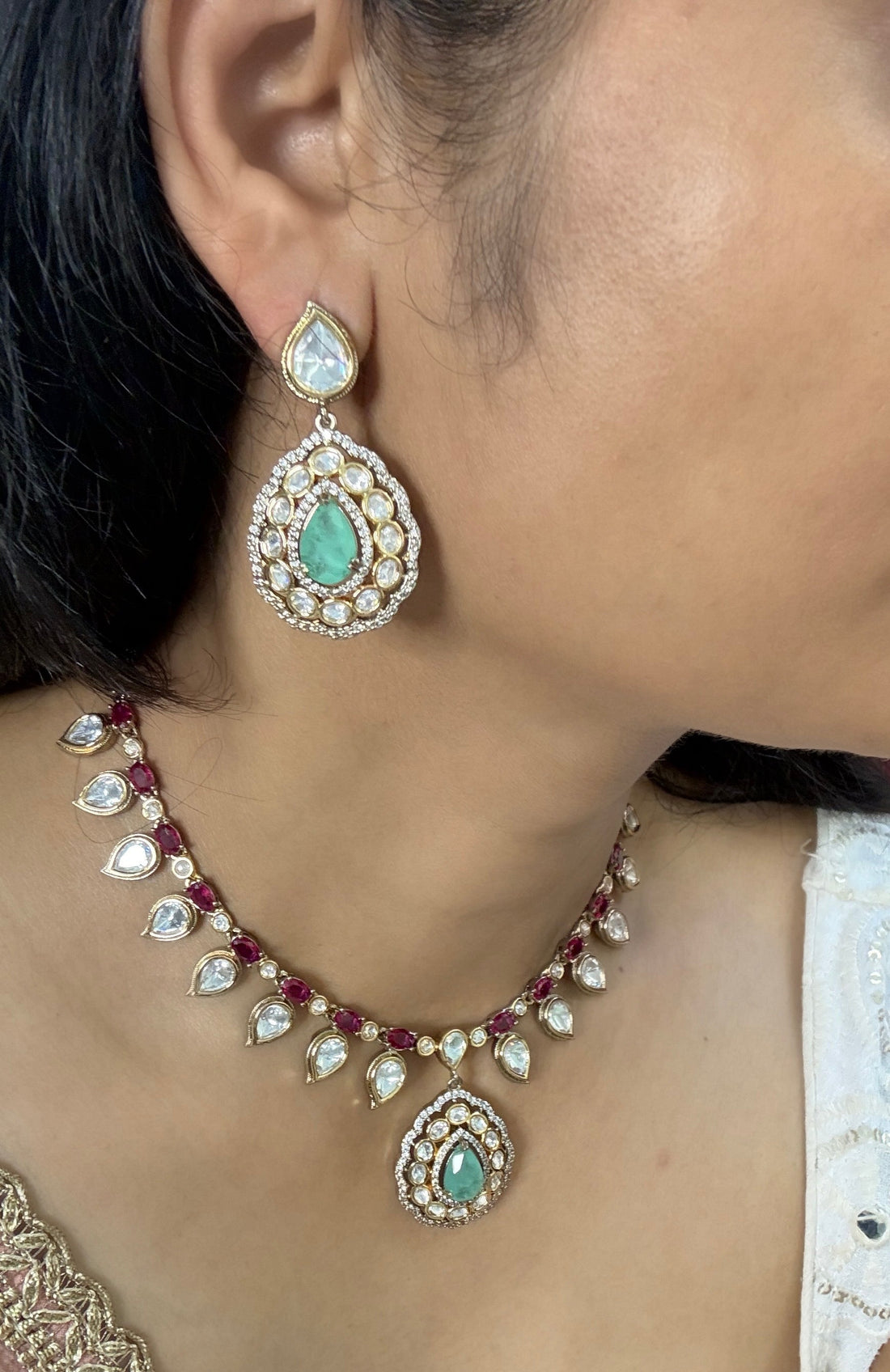 miaraa Chandni Polki Necklace Set1