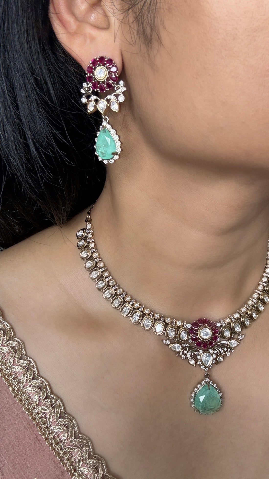 miaraa Damini Polki Necklace Set1