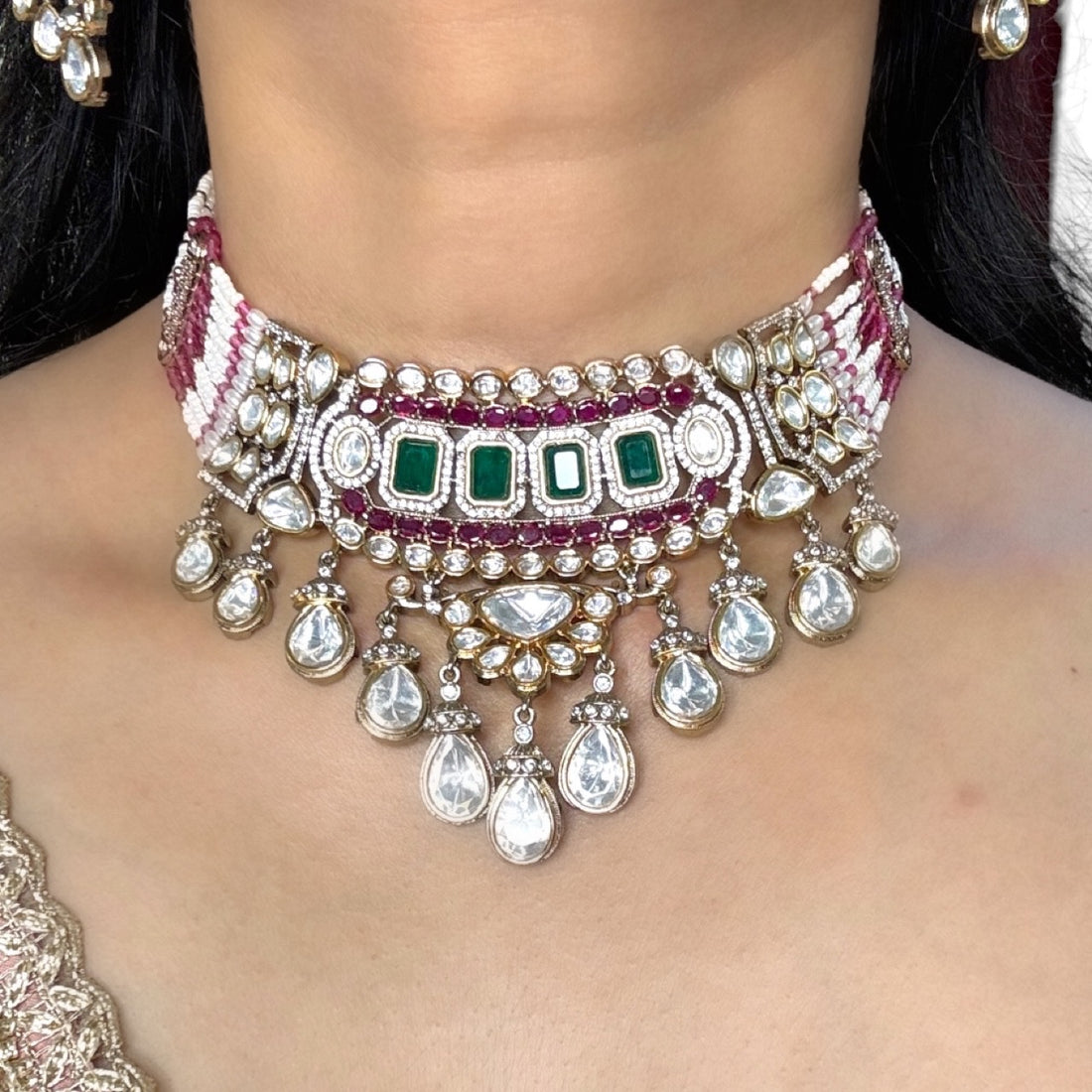 miaraa Diya Polki Necklace Set1