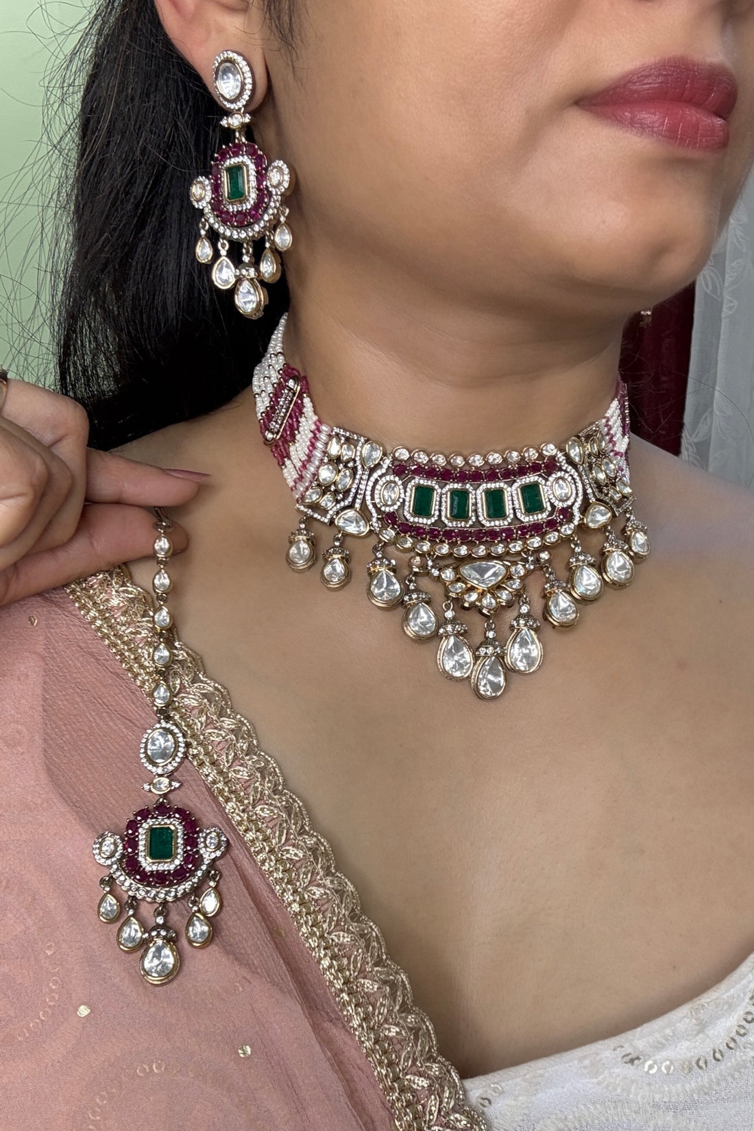 miaraa Diya Polki Necklace Set1