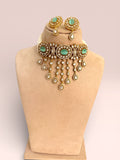 Heer Aqua Green Polki Kundan Necklace Set