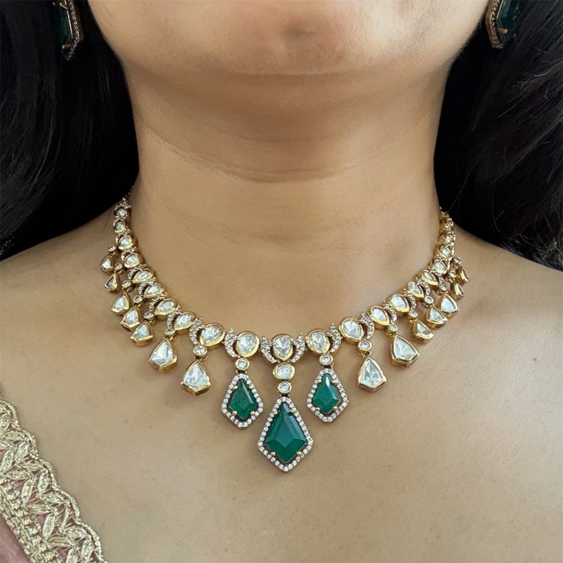 miaraa Ishani Polki Necklace Set1