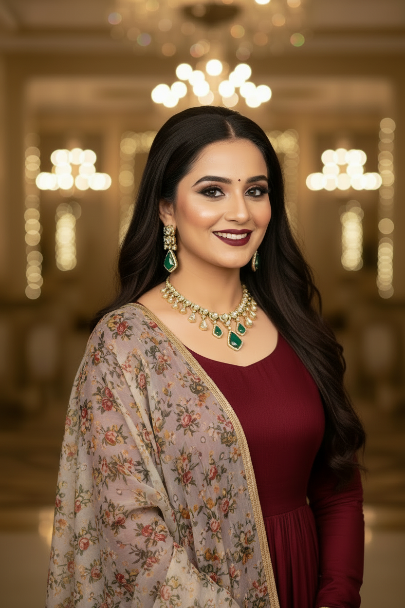 miaraa Ishani Polki Necklace Set1