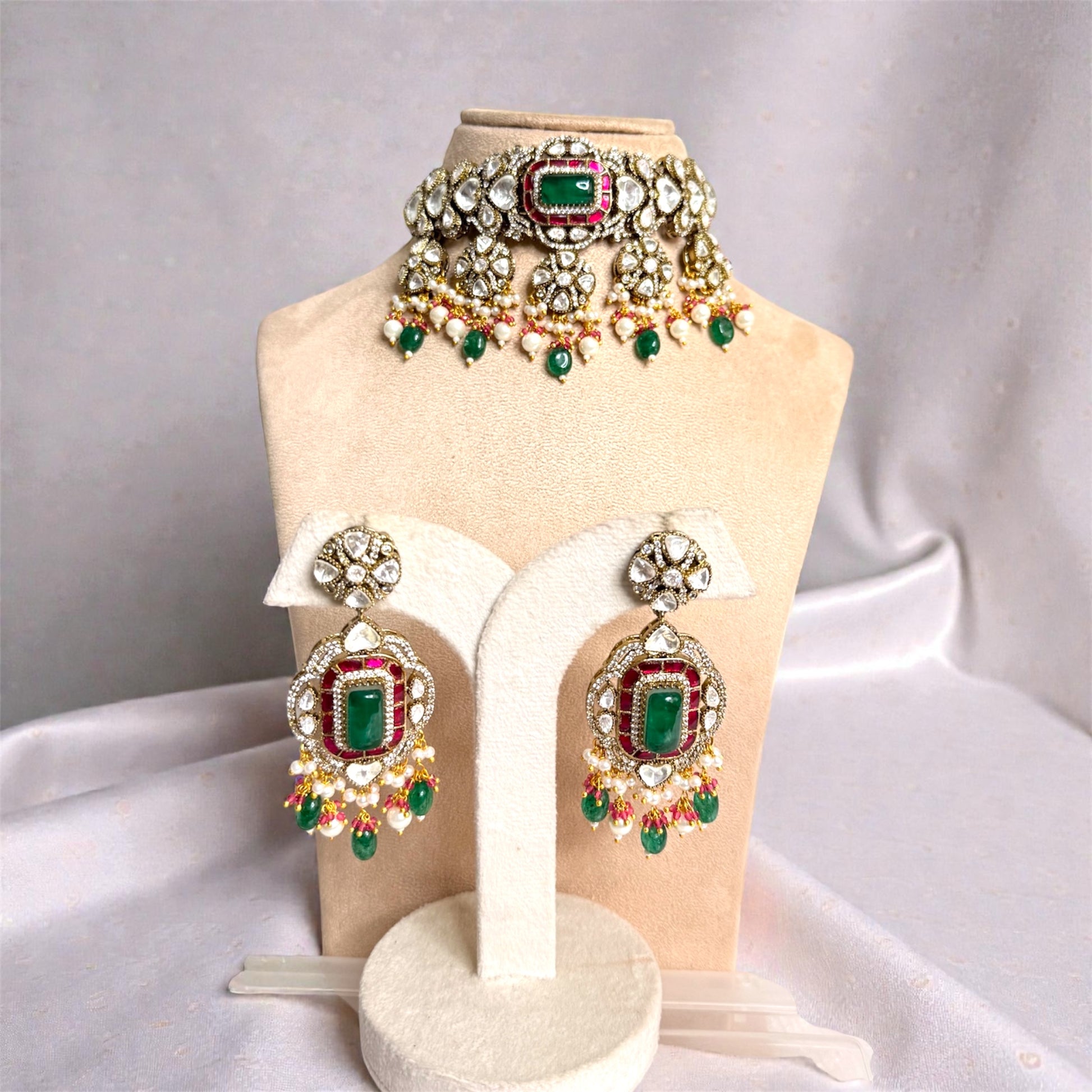 miaraa July Polki Kundan Necklace Set
