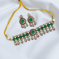 miaraa Lavi Ruby Green Polki Kundan Necklace Set