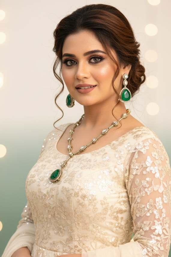 Noor Green Polki Kundan Necklace Set