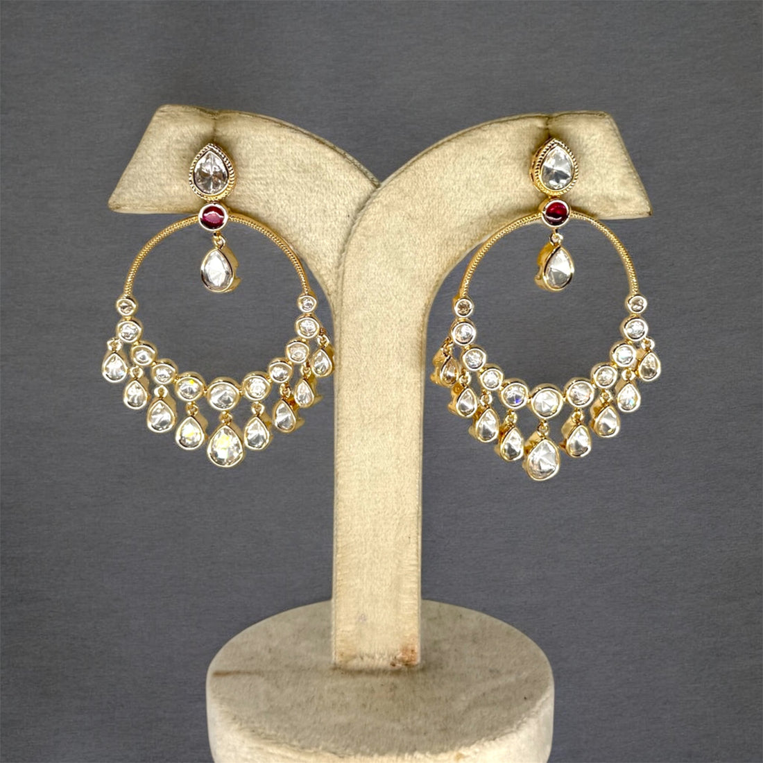 miaraa Oorja Ruby Pink Polki Earrings1