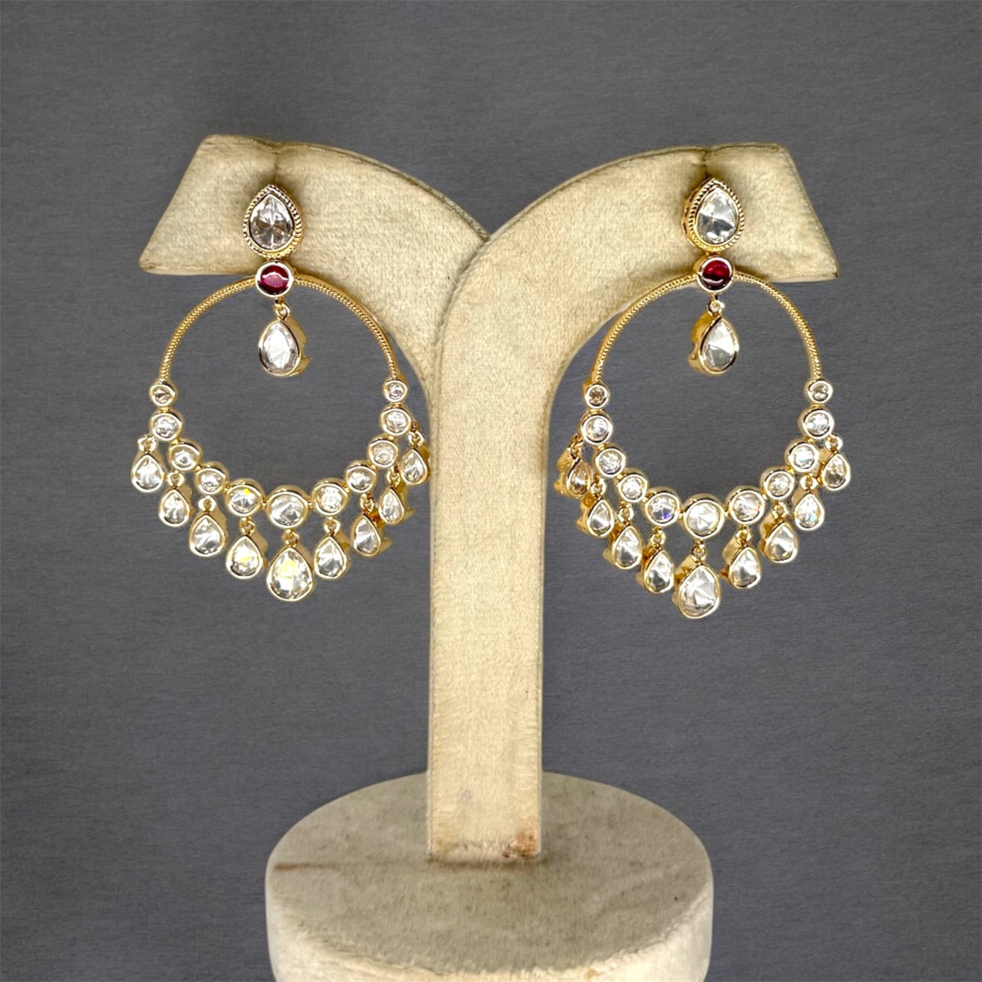 miaraa Oorja Ruby Pink Polki Earrings2
