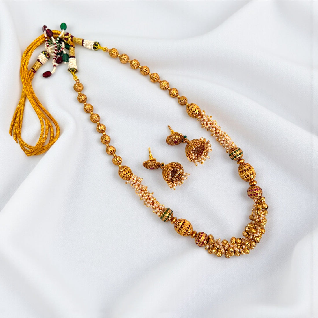 miaraa Pihu Pearl Matar Mala Necklace Set
