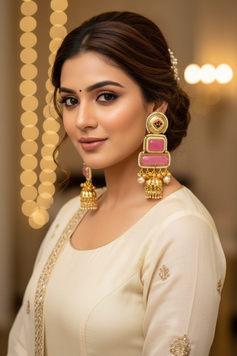 miaraa Pink Kashmiri earrings1