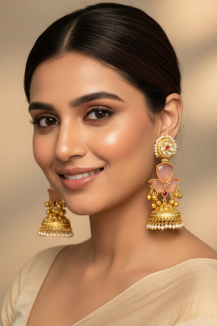 miaraa Pink Lavi Kashmiri earrings