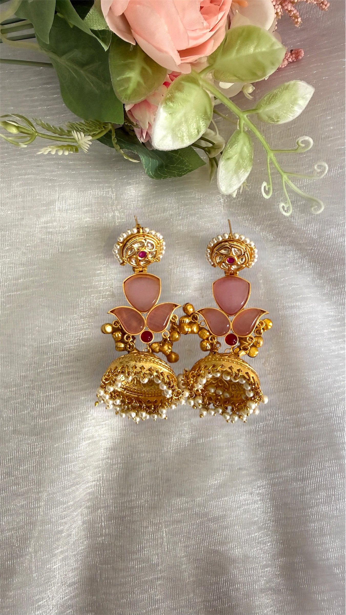 miaraa Pink Lavi Kashmiri earrings