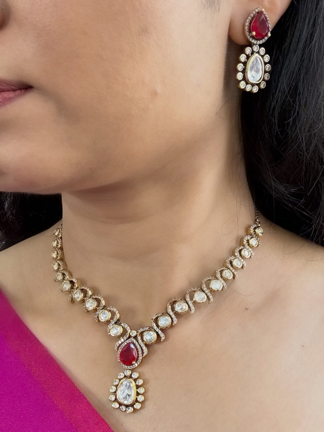 miaraa Ragini Polki Necklace Set1