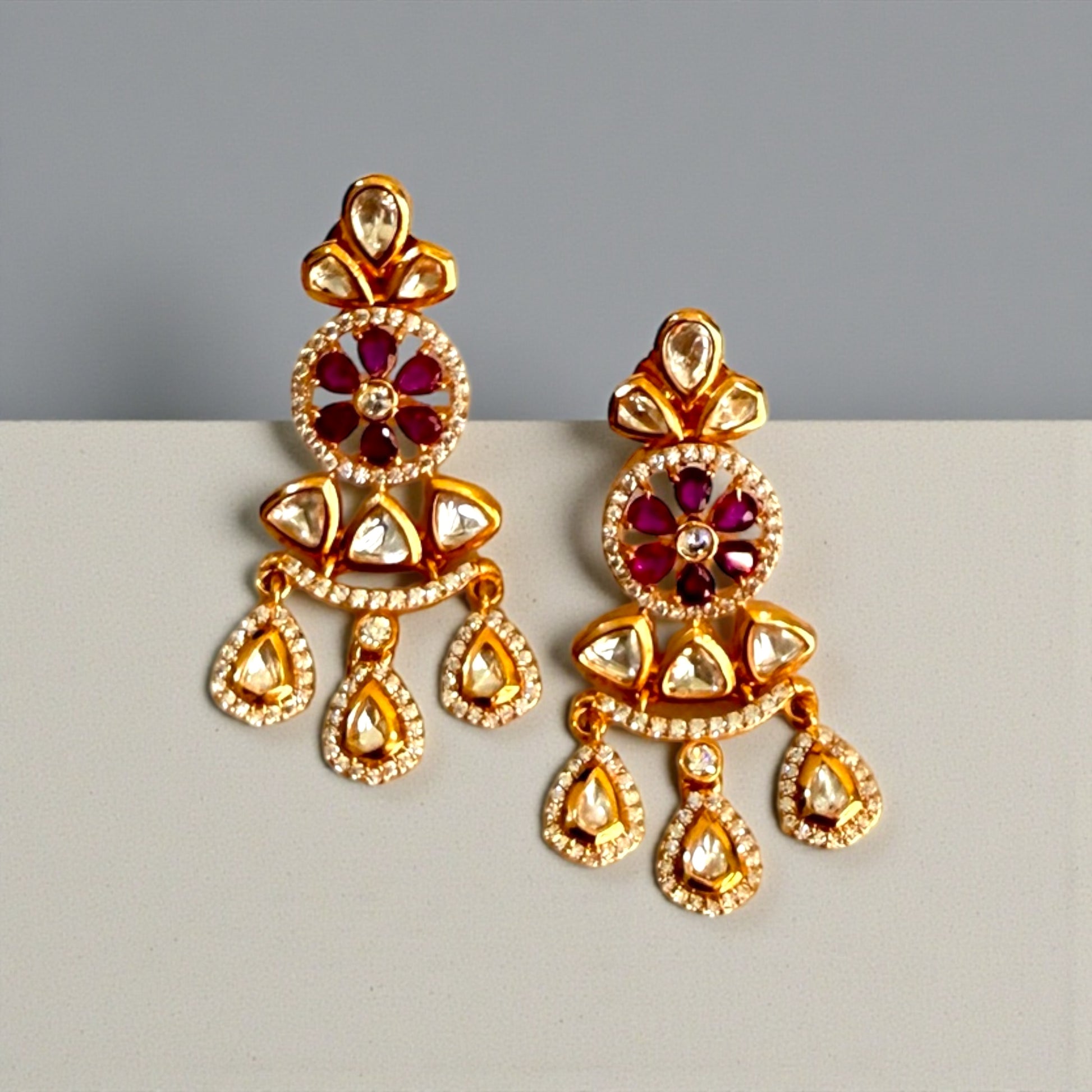 miaraa Sanjana Ruby pink Polki Kundan Necklace Set