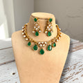 miaraa Shagun Green Polki Kundan Necklace Set