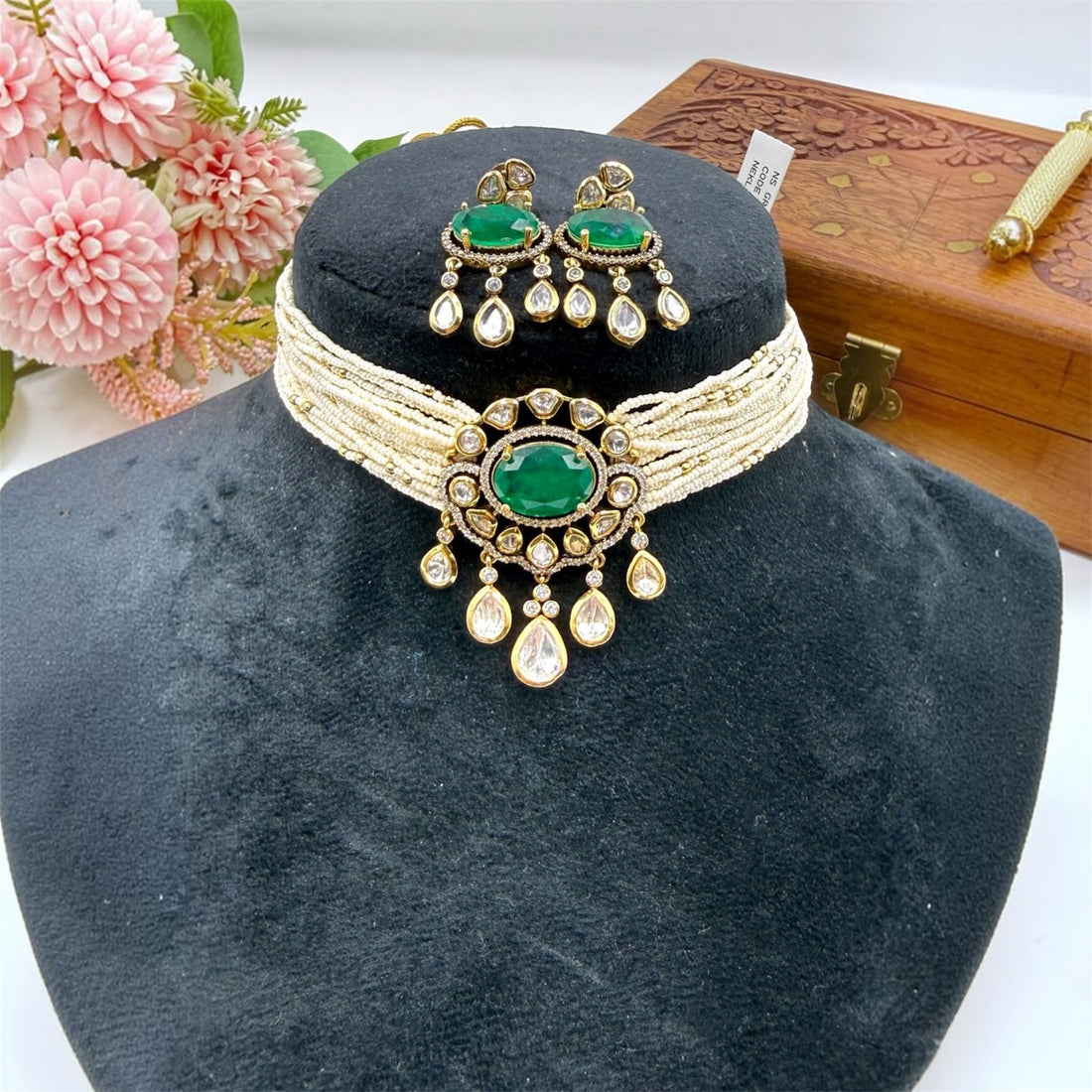 miaraa Yamini Polki Necklace Set1