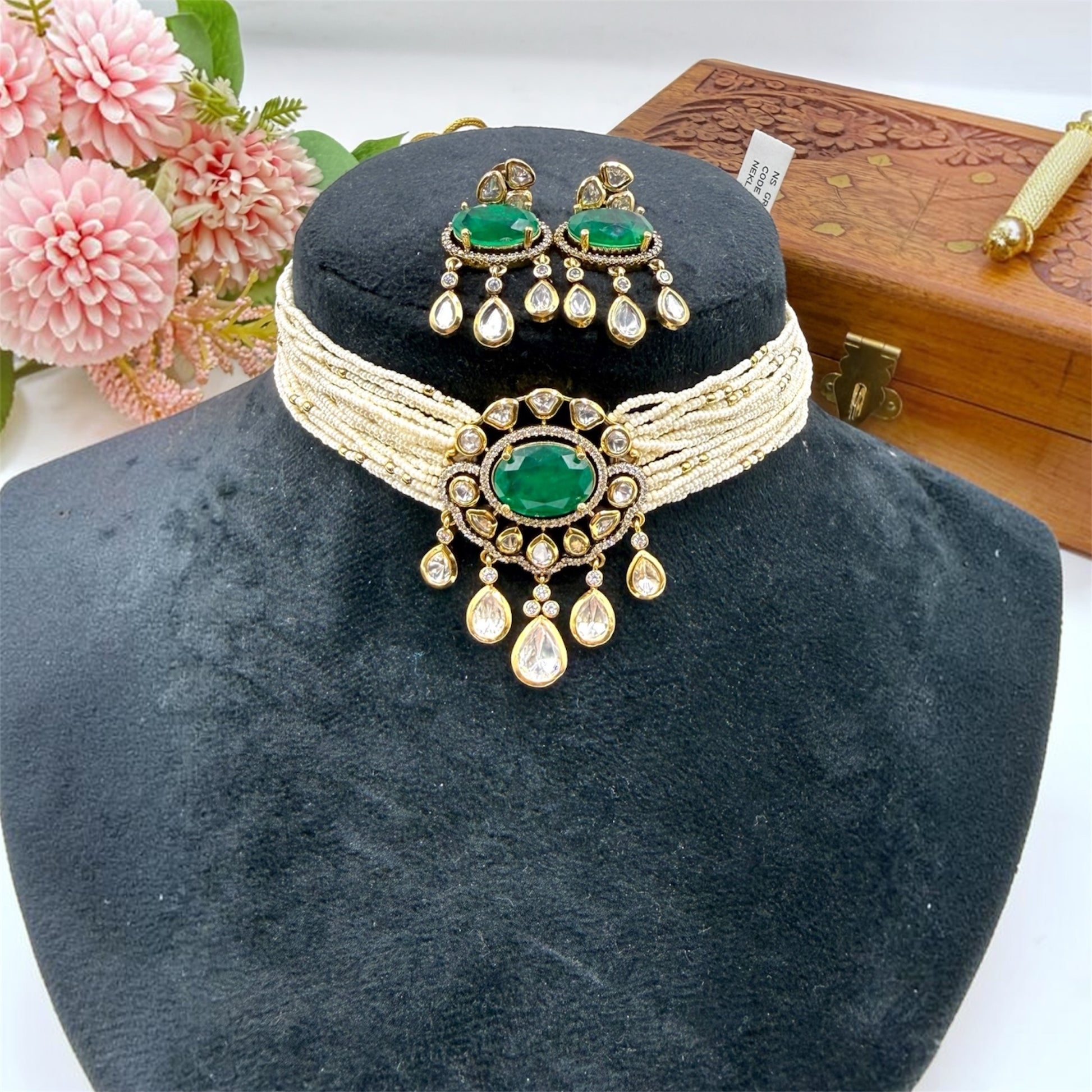 miaraa Yamini Polki Necklace Set1