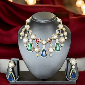 Vaishali Multicolor Stone Necklace Set - MIARAA