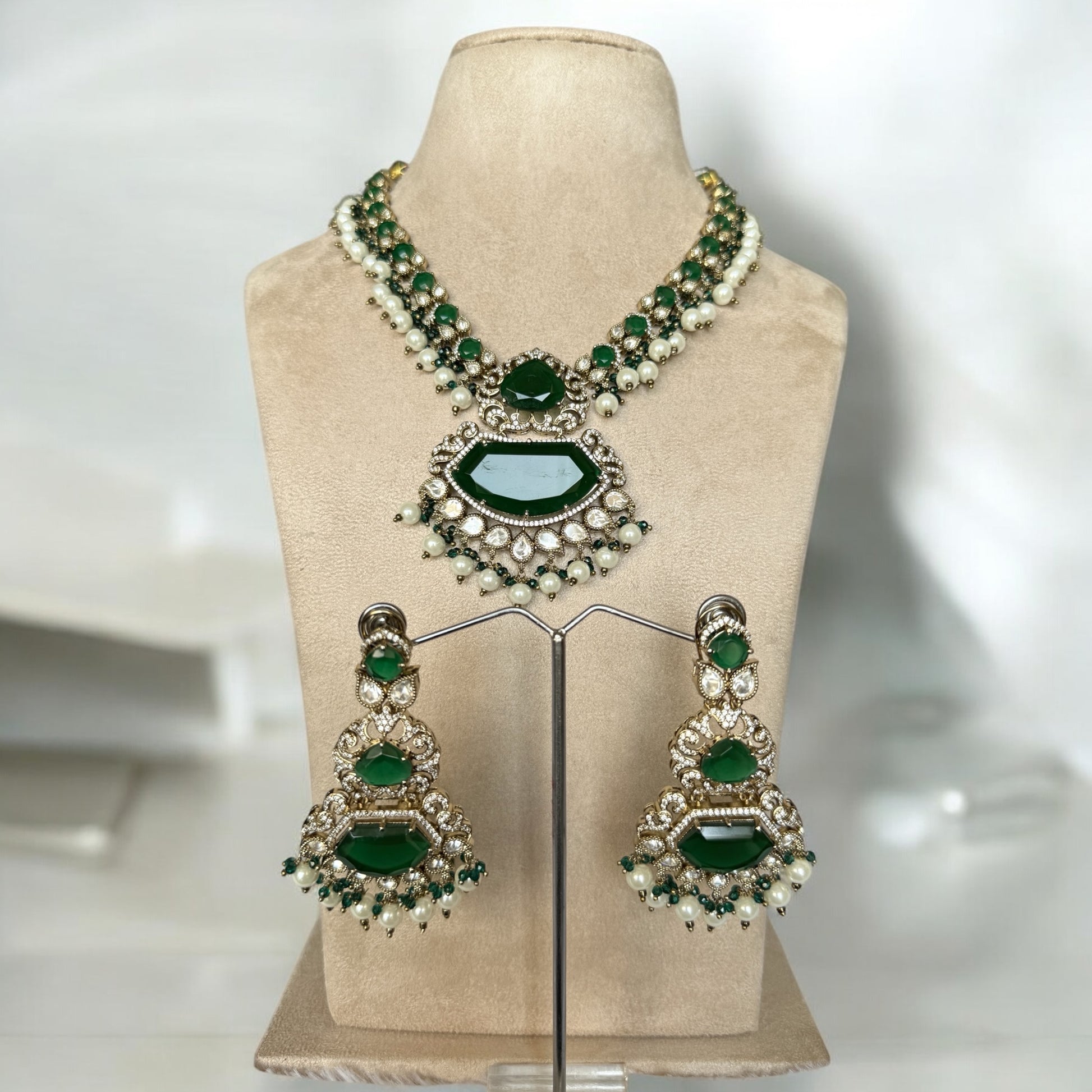 polki Green necklace set